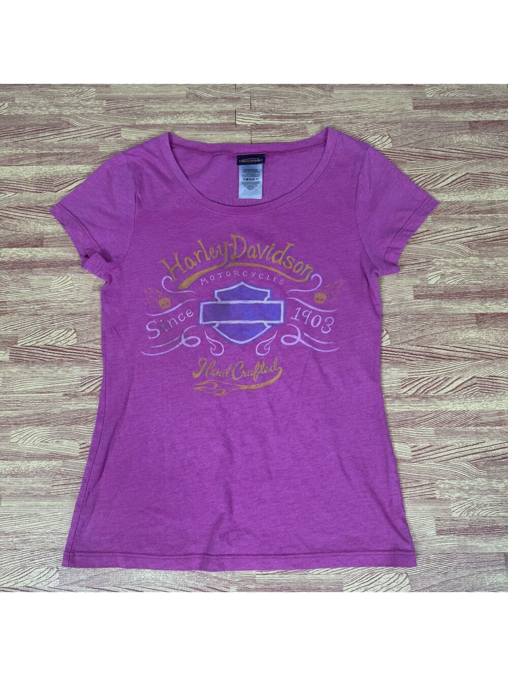 Harley Davidson Womens Small Hot Pink Graphic Scoop Neck T Shirt Made in USA